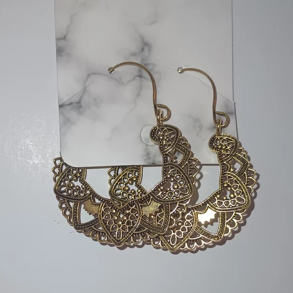 Gold Filigree Hoop Earrings - Picture 5 of 11